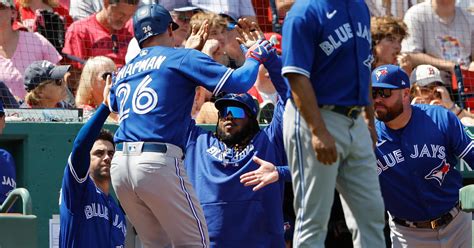 Schneider has 4 hits and 4 RBIs, Chapman drives in 3 as the Blue Jays rout the Red Sox 13-1